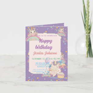 Funny Birthday Unicorn Inbjudan