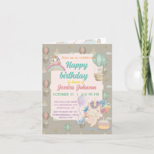 Funny Birthday Unicorn Inbjudan