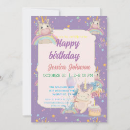 Funny Birthday Unicorn Inbjudningar