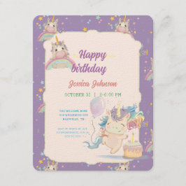 Funny Birthday Unicorn Tilläggskort