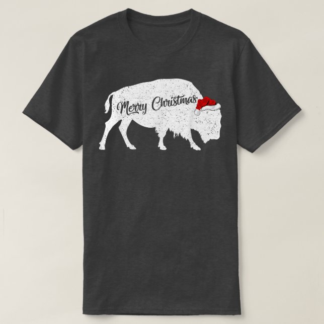 Funny Bison Animal Lover Santa Hat Bison jul T Shirt (Design framsida)