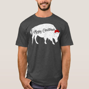 Funny Bison Animal Lover Santa Hat Bison jul T Shirt