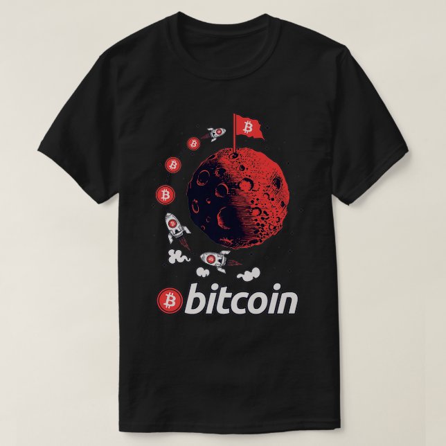 Funny Bitcoin Måne Crypto Cryptocurrency Blockchai T Shirt (Design framsida)