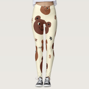 Funny björn ansikte leggings