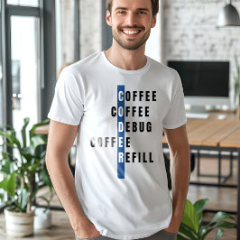 Funny, blå datorprogrammerarkfelsökningsåterfyllna t shirt