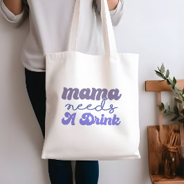 Funny blå och Lila Mamma behöver en drink Tygkasse