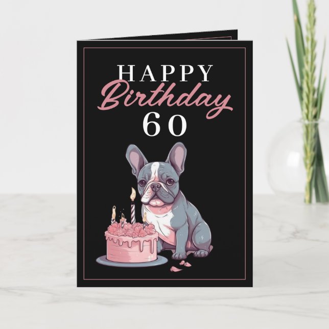 Funny Black and Rosa Bulldog Make Birthday Kort (Framsida)