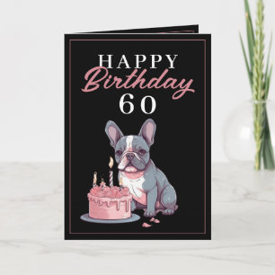 Funny Black and Rosa Bulldog Make Birthday Kort