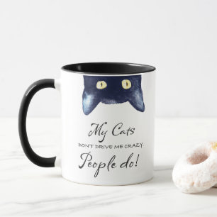 Funny Black and White Crazy Cat Dam Mugg
