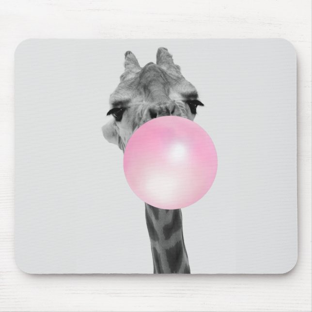 Funny Black and White Giraffe med Bubble Gum Musmatta (Framsidan)
