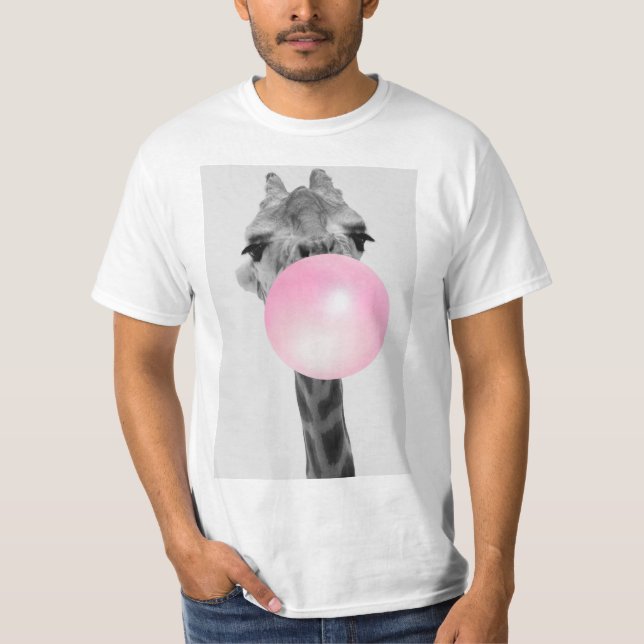 Funny Black and White Giraffe med Bubble Gum T Shirt (Framsida)