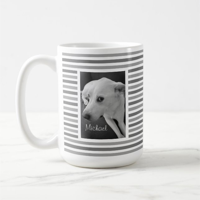Funny Black and White Photo of Cute Custom Name Kaffemugg (Vänster)