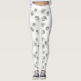 Funny Black and White Stick Man Ansikte Design Leggings