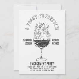 Funny Black and White Wine Glass Engagement Party Inbjudningar