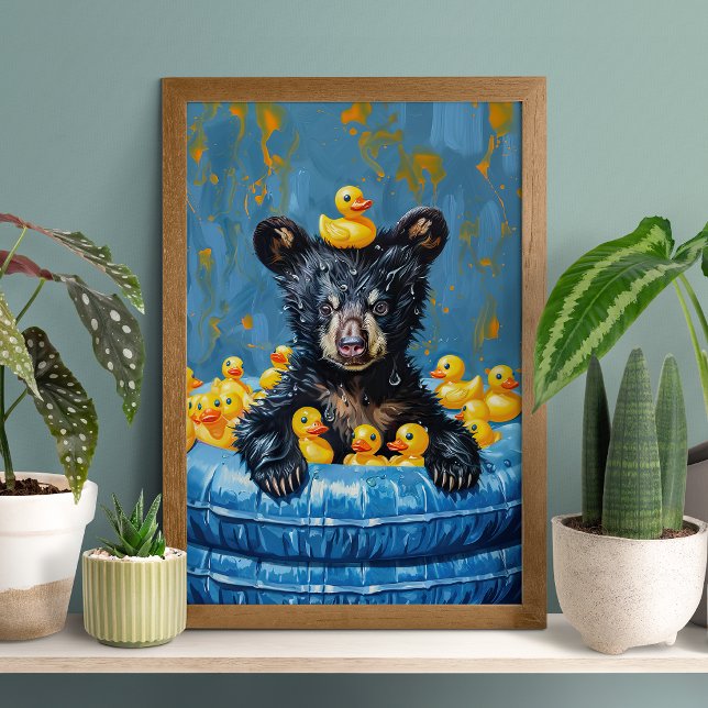 Funny Black Bear Rubber Duck Pool Poster (Skapare uppladdad)