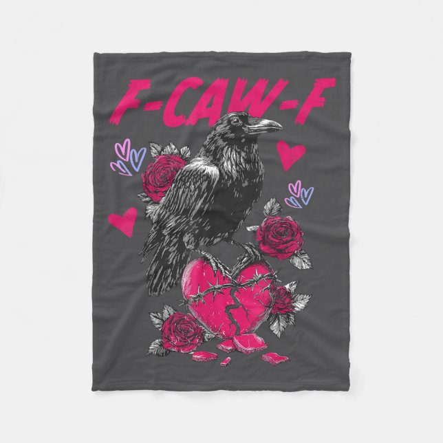 Funny Black Bird F-caw-f Anti Valentines Day Singl Fleecefilt (Framsidan)