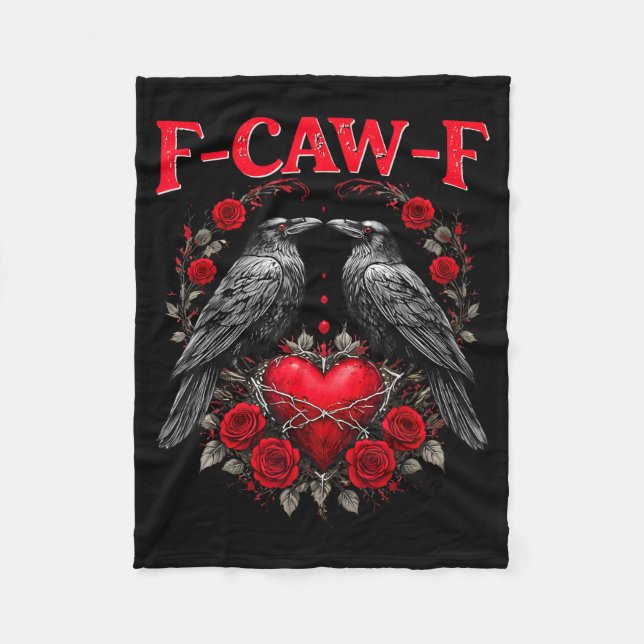 Funny Black Bird F-caw-f Anti Valentines Day Singl Fleecefilt (Framsidan)