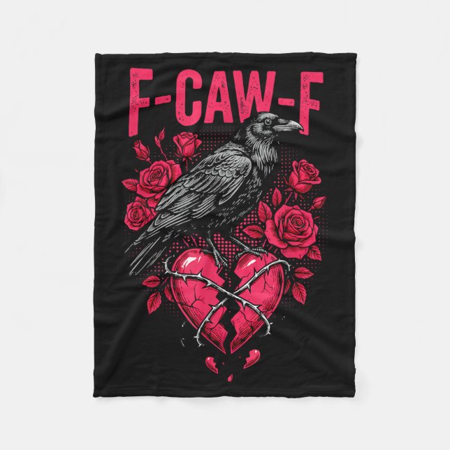 Funny Black Bird F-caw-f Anti Valentines Day Singl Fleecefilt (Framsidan)