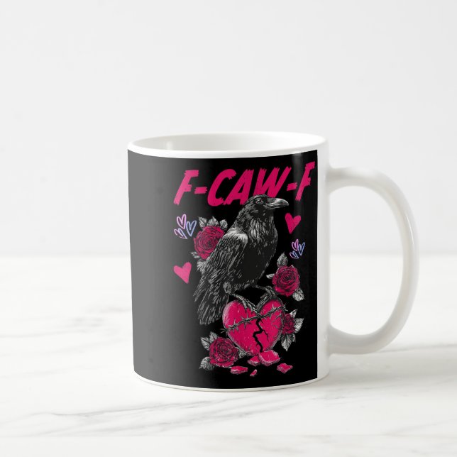 Funny Black Bird F-caw-f Anti Valentines Day Singl Kaffemugg (Höger)