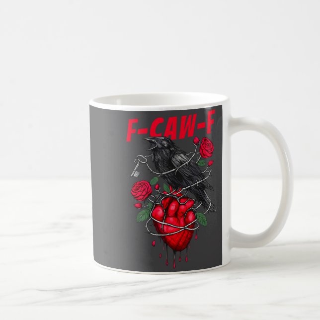 Funny Black Bird F-caw-f Anti Valentines Day Singl Kaffemugg (Höger)