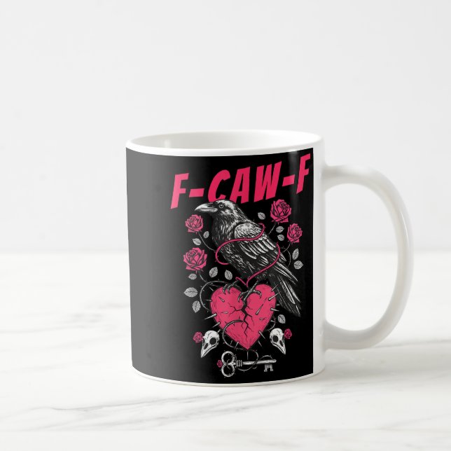 Funny Black Bird F-caw-f Anti Valentines Day Singl Kaffemugg (Höger)