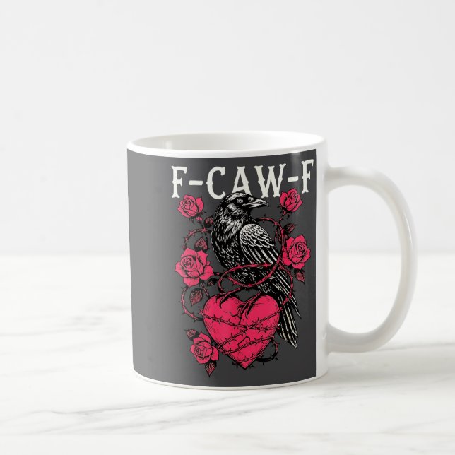 Funny Black Bird F-caw-f Anti Valentines Day Singl Kaffemugg (Höger)