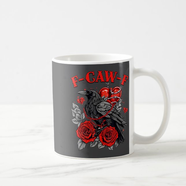 Funny Black Bird F-caw-f Anti Valentines Day Singl Kaffemugg (Höger)
