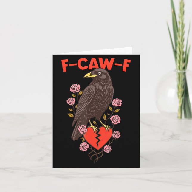 Funny Black Bird F-caw-f Anti Valentines Day Singl Kort (Framsida)
