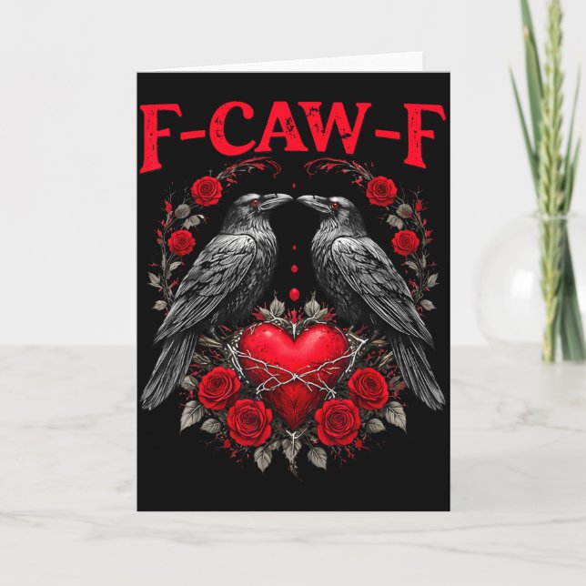 Funny Black Bird F-caw-f Anti Valentines Day Singl Kort (Framsida)