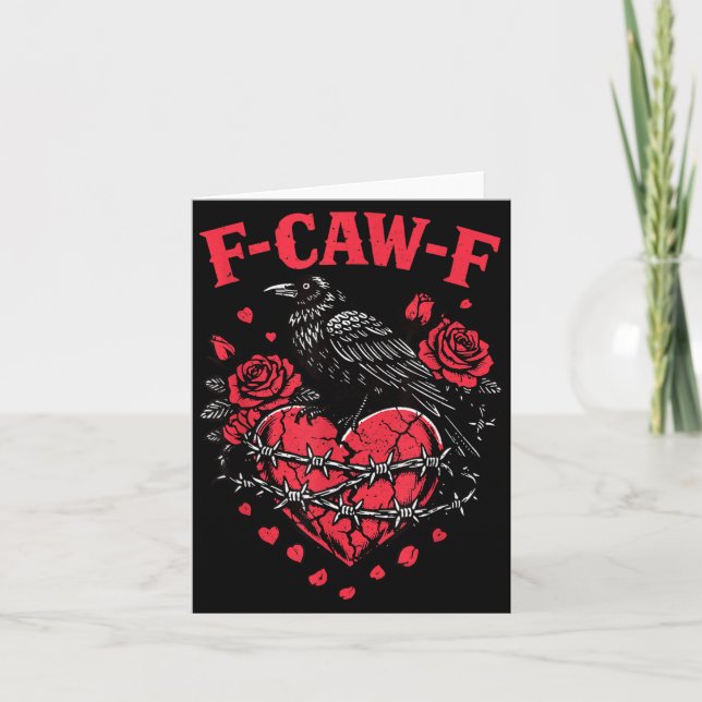 Funny Black Bird F-caw-f Anti Valentines Day Singl Kort (Framsida)