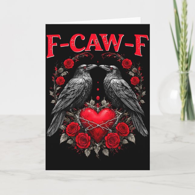 Funny Black Bird F-caw-f Anti Valentines Day Singl Kort (Framsida)