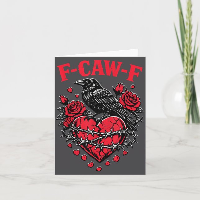 Funny Black Bird F-caw-f Anti Valentines Day Singl Kort (Framsida)
