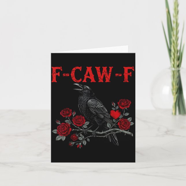 Funny Black Bird F-caw-f Anti Valentines Day Singl Kort (Framsida)
