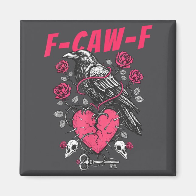 Funny Black Bird F-caw-f Anti Valentines Day Singl Magnet (Framsidan)