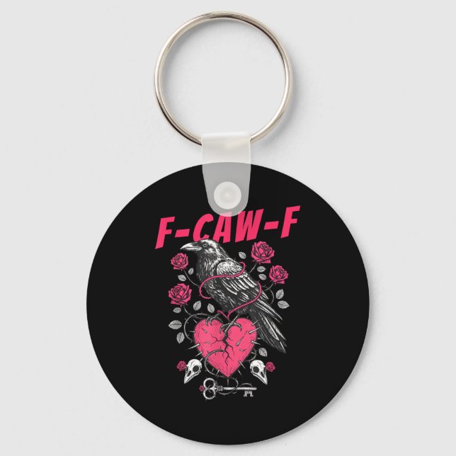 Funny Black Bird F-caw-f Anti Valentines Day Singl Nyckelring (Framsida)