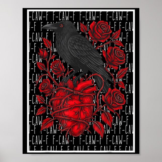 Funny Black Bird F-caw-f Anti Valentines Day Singl Poster (Framsidan)