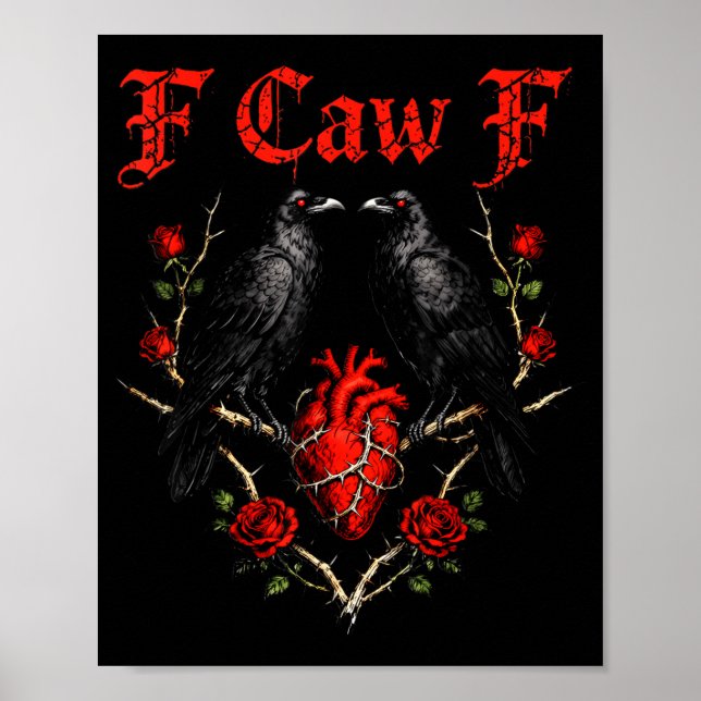 Funny Black Bird F-caw-f Anti Valentines Day Singl Poster (Framsidan)