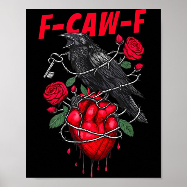 Funny Black Bird F-caw-f Anti Valentines Day Singl Poster (Framsidan)
