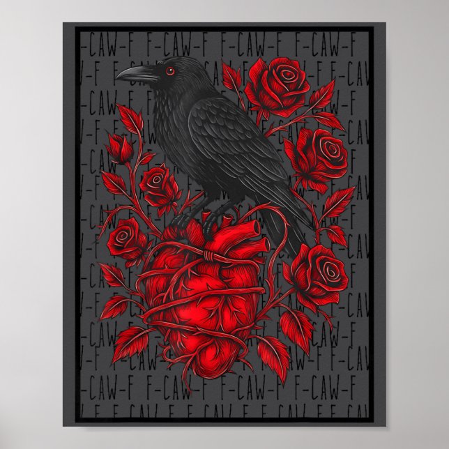 Funny Black Bird F-caw-f Anti Valentines Day Singl Poster (Framsidan)