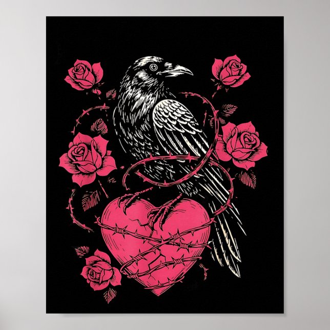 Funny Black Bird F-caw-f Anti Valentines Day Singl Poster (Framsidan)