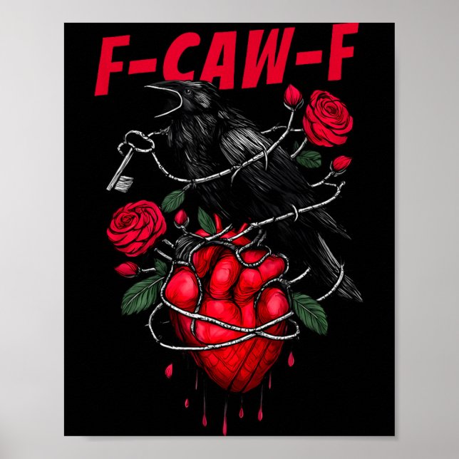 Funny Black Bird F-caw-f Anti Valentines Day Singl Poster (Framsidan)