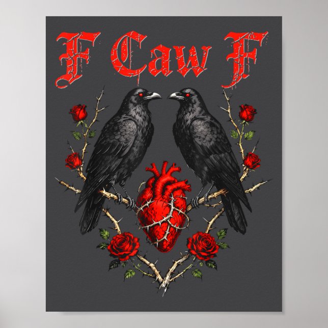 Funny Black Bird F-caw-f Anti Valentines Day Singl Poster (Framsidan)