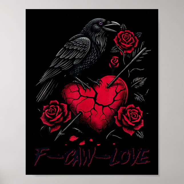 Funny Black Bird F-caw-f Anti Valentines Day Singl Poster (Framsidan)