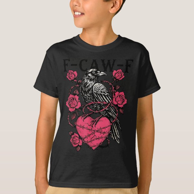 Funny Black Bird F-caw-f Anti Valentines Day Singl T Shirt (Framsida)