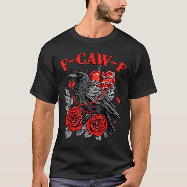 Funny Black Bird F-caw-f Anti Valentines Day Singl T Shirt (Framsida)