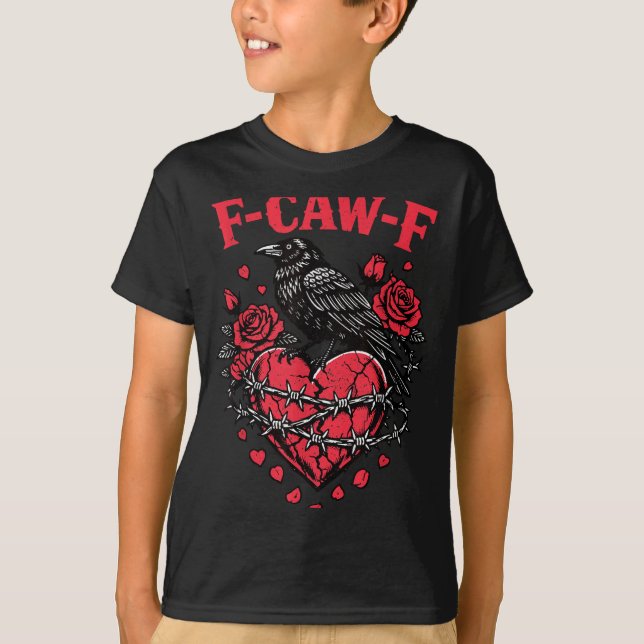 Funny Black Bird F-caw-f Anti Valentines Day Singl T Shirt (Framsida)
