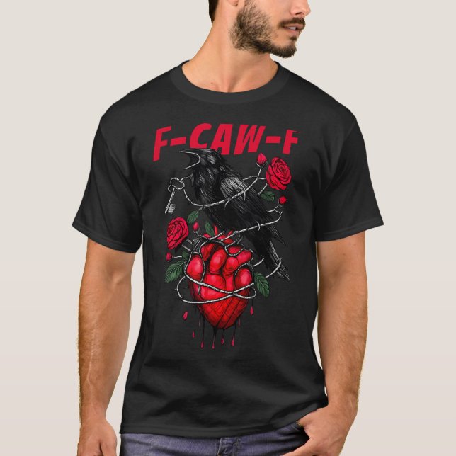 Funny Black Bird F-caw-f Anti Valentines Day Singl T Shirt (Framsida)