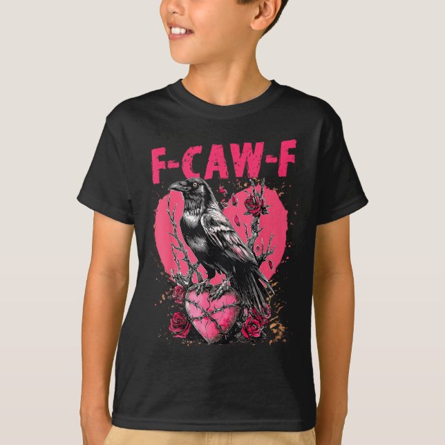 Funny Black Bird F-caw-f Anti Valentines Day Singl T Shirt (Framsida)