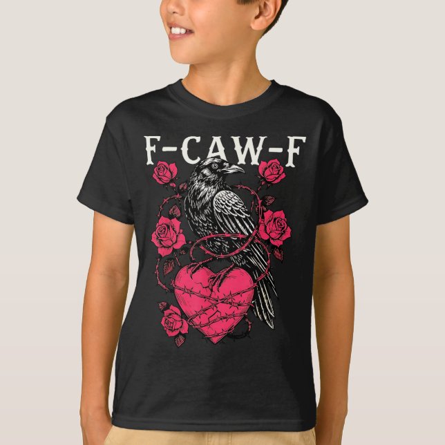 Funny Black Bird F-caw-f Anti Valentines Day Singl T Shirt (Framsida)