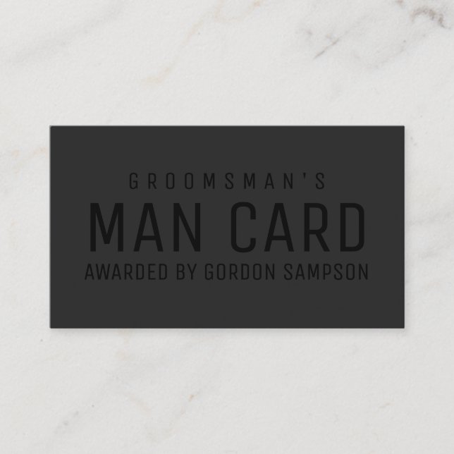 Funny Black Bröllop Groomsman Frieri Man Card Visitkort (Framsida)